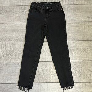 Old Navy Black Ankle Cropped Jeans with Frayed Hem, High Rise